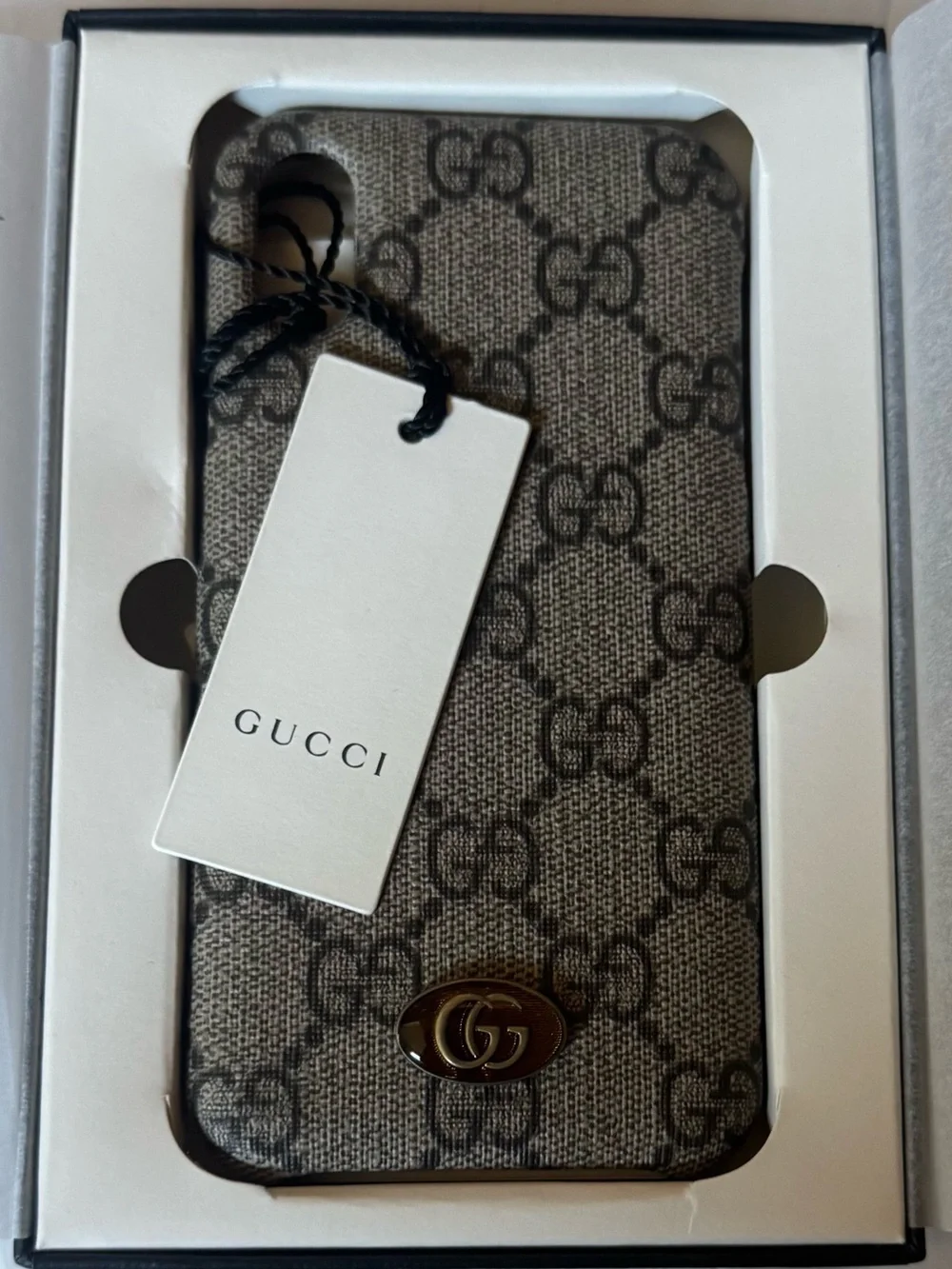 NIB Gucci Ophidia GG Monogram Case for iPhone X/XS Tessuto Beige